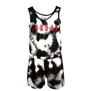 Jordan Tie Dye Tank Shorts Black White Romper Girls Kids Youth